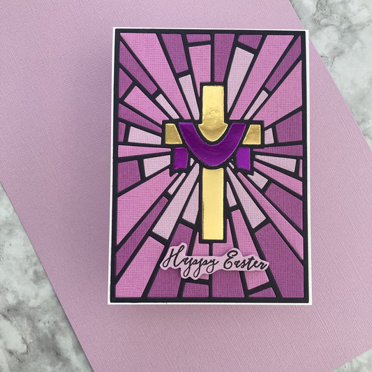 Handmade Easter card featuring Lilac Lace Encore Textured Cardstock