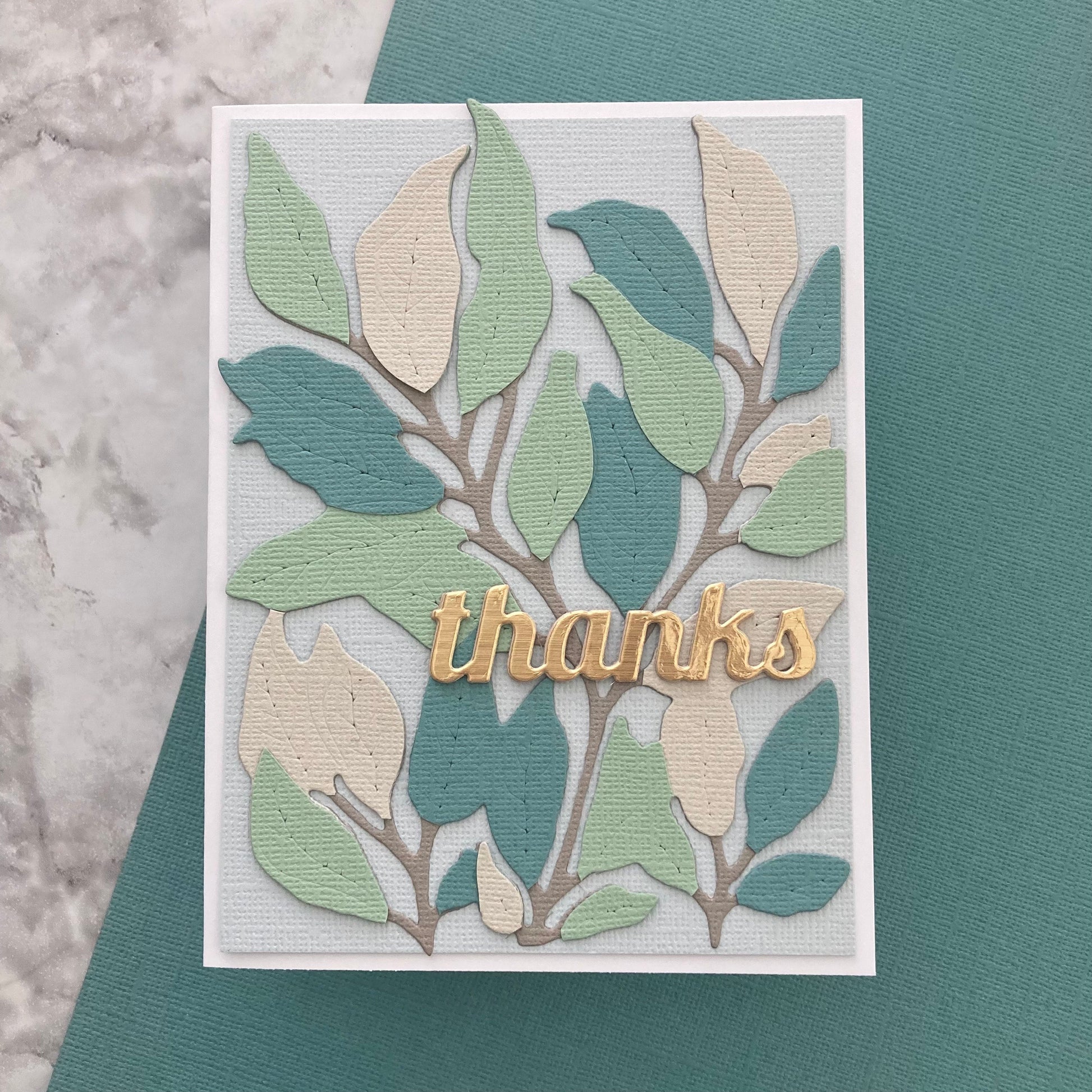 Handmade card featuring Encore Textured Cardstock in Mediterranean Blue