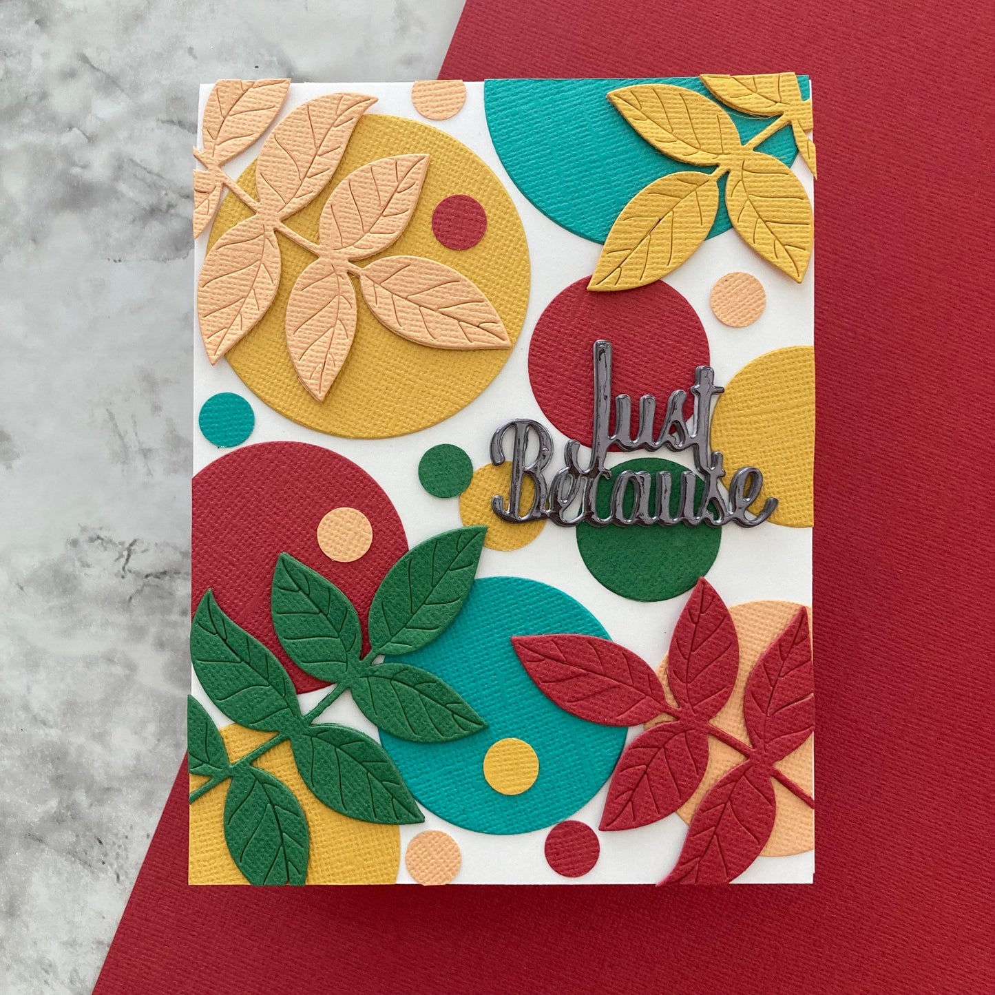 Handmade card featuring Encore Rosy Red cardstock