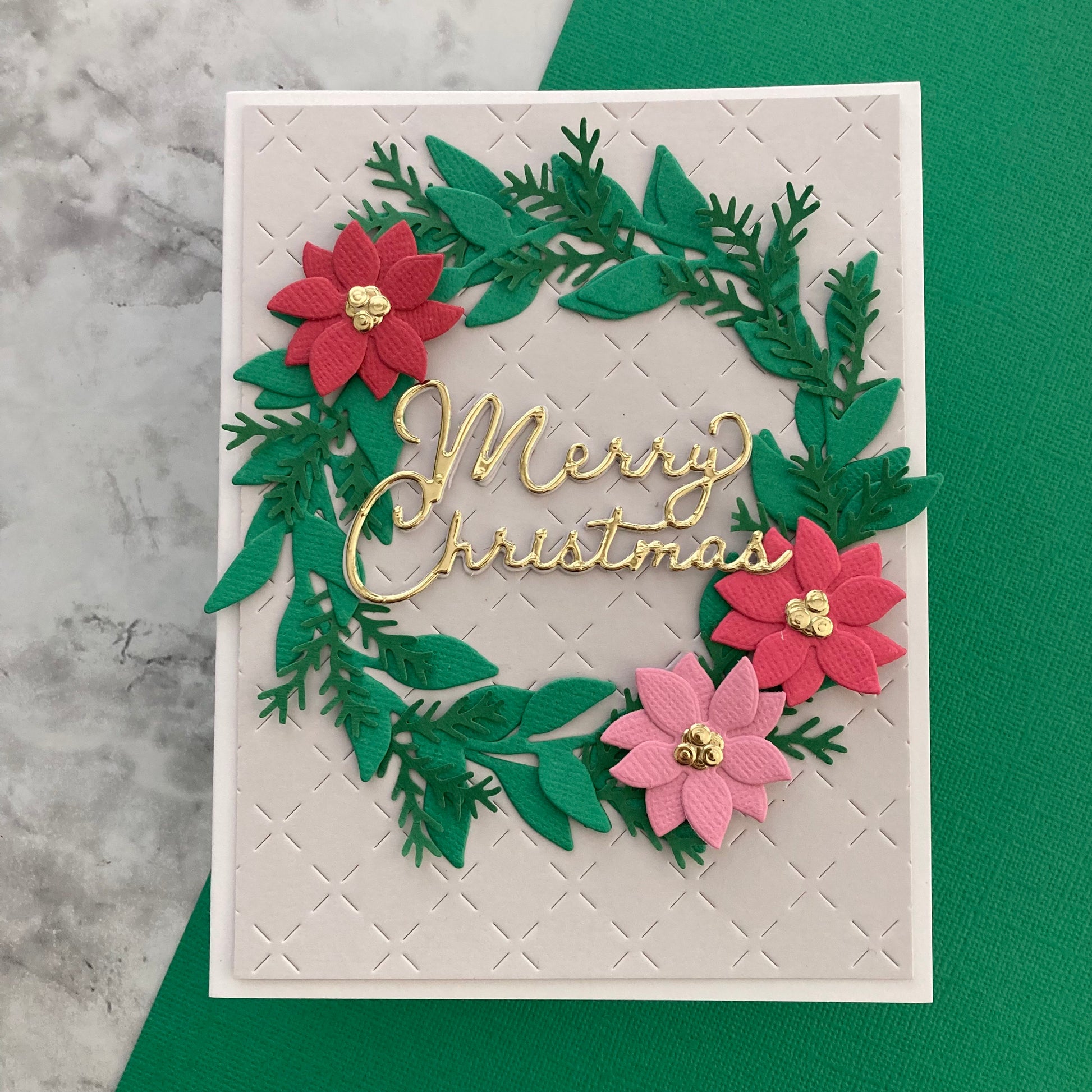 Handmade Christmas card featuring Encore Cardstock in Lucky Clover