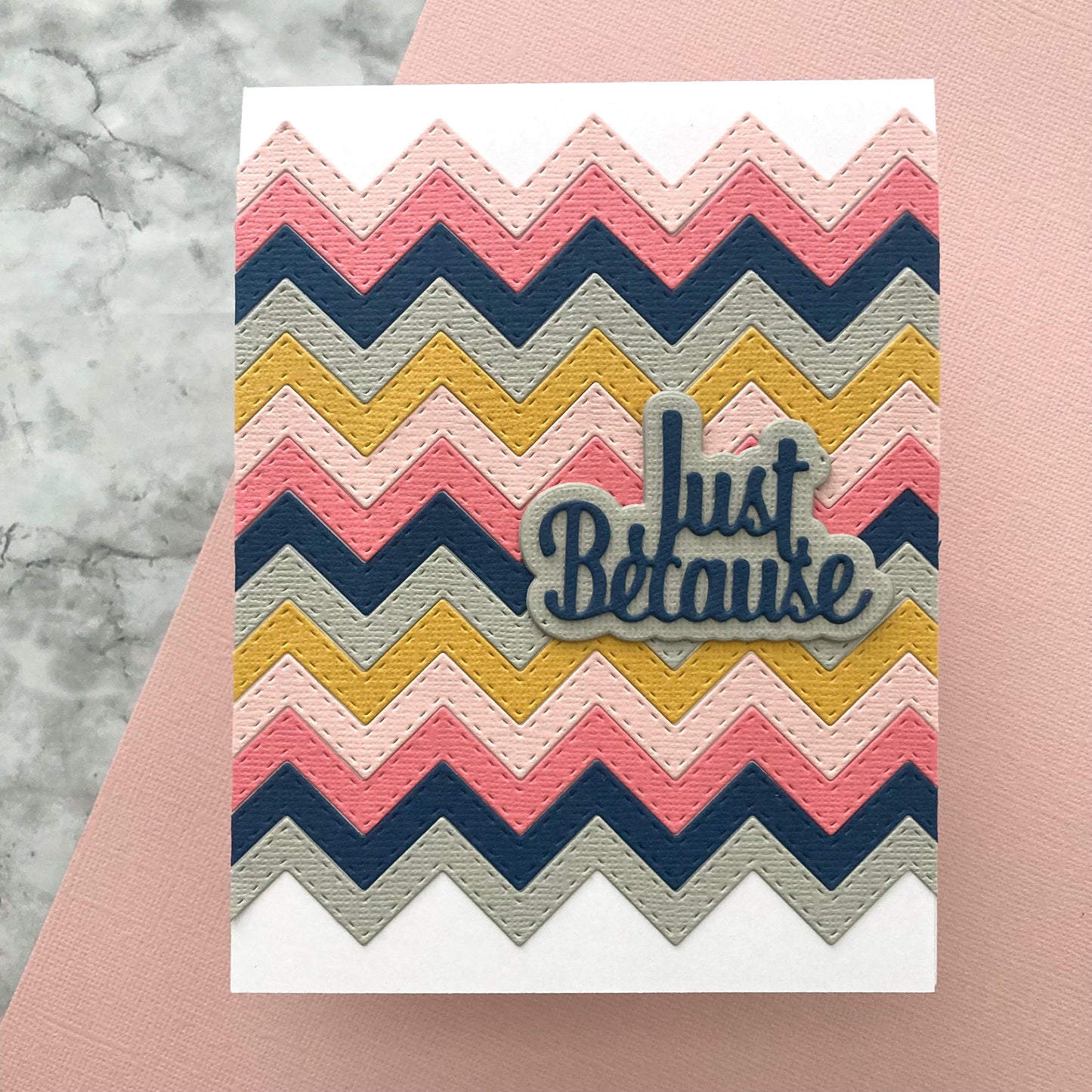 Handmade diecut card featuring Encore Flamingo Textured Cardstock