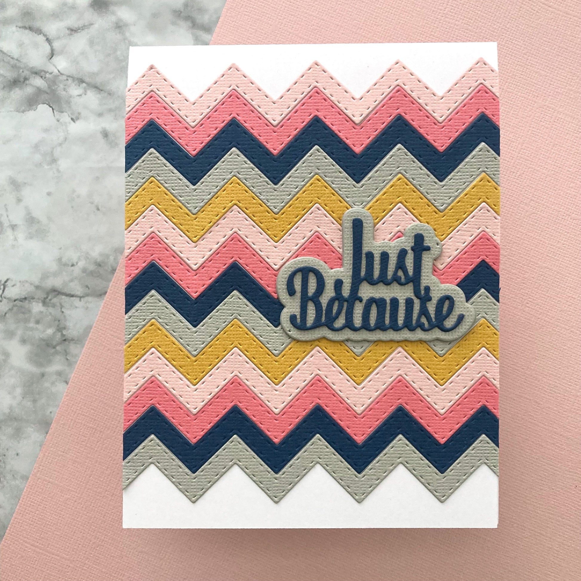 Handmade diecut card featuring Encore Flamingo Textured Cardstock