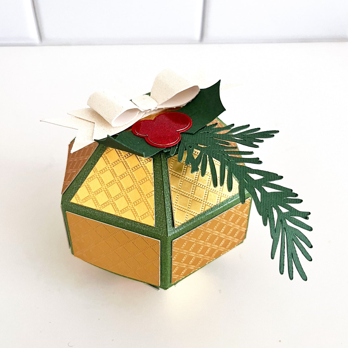 handmade christmas ornament with antique diamonds foil