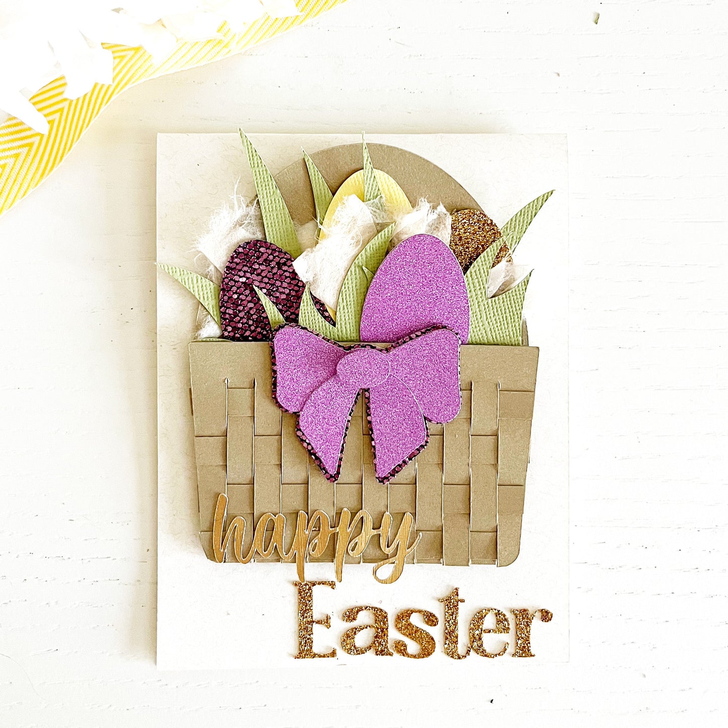 Handmade aster card featuring lilac glitter cardstock