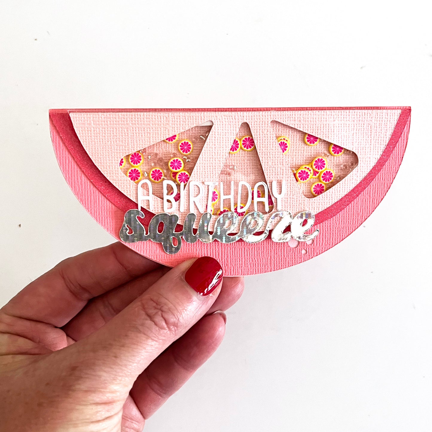 Handmade card featuring Encore Pink Luster Shimmer Cardstock