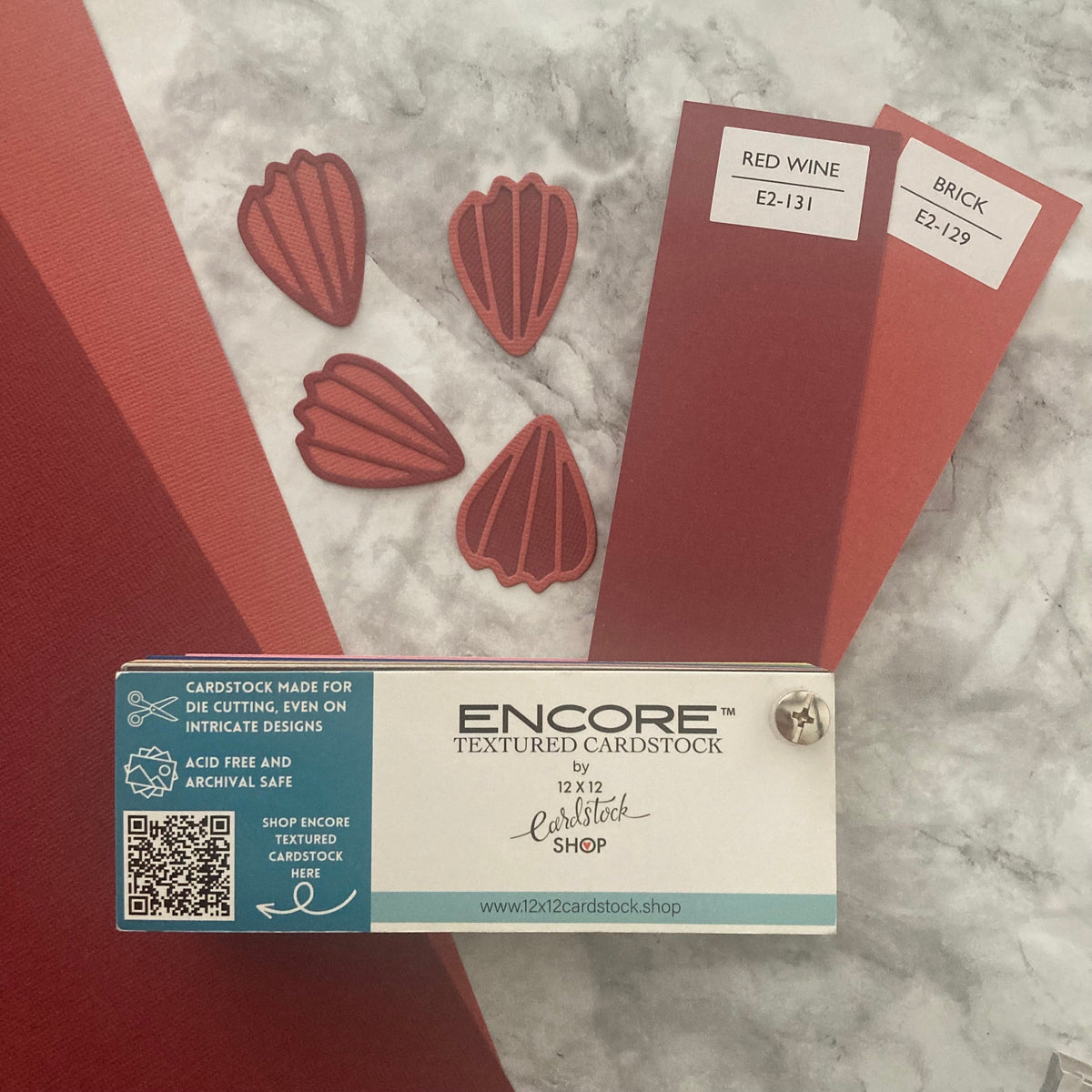 Redrine Paper RED WINE 12x12 Textured Pink Cardstock - Encore Paper