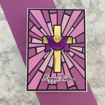 Handmade Easter card featuring Mardi Gras Purple Encore Textured Cardstock