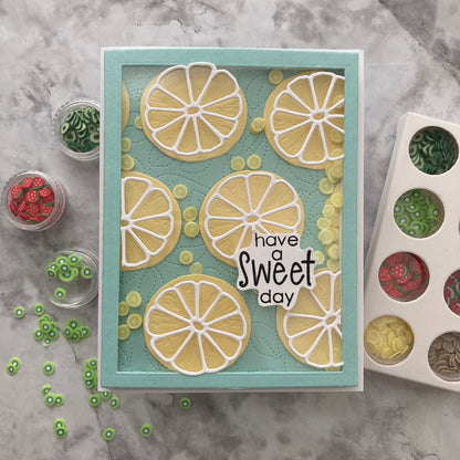 Handmade card with lemon theme using 12x12 Cardstock Shop supplies