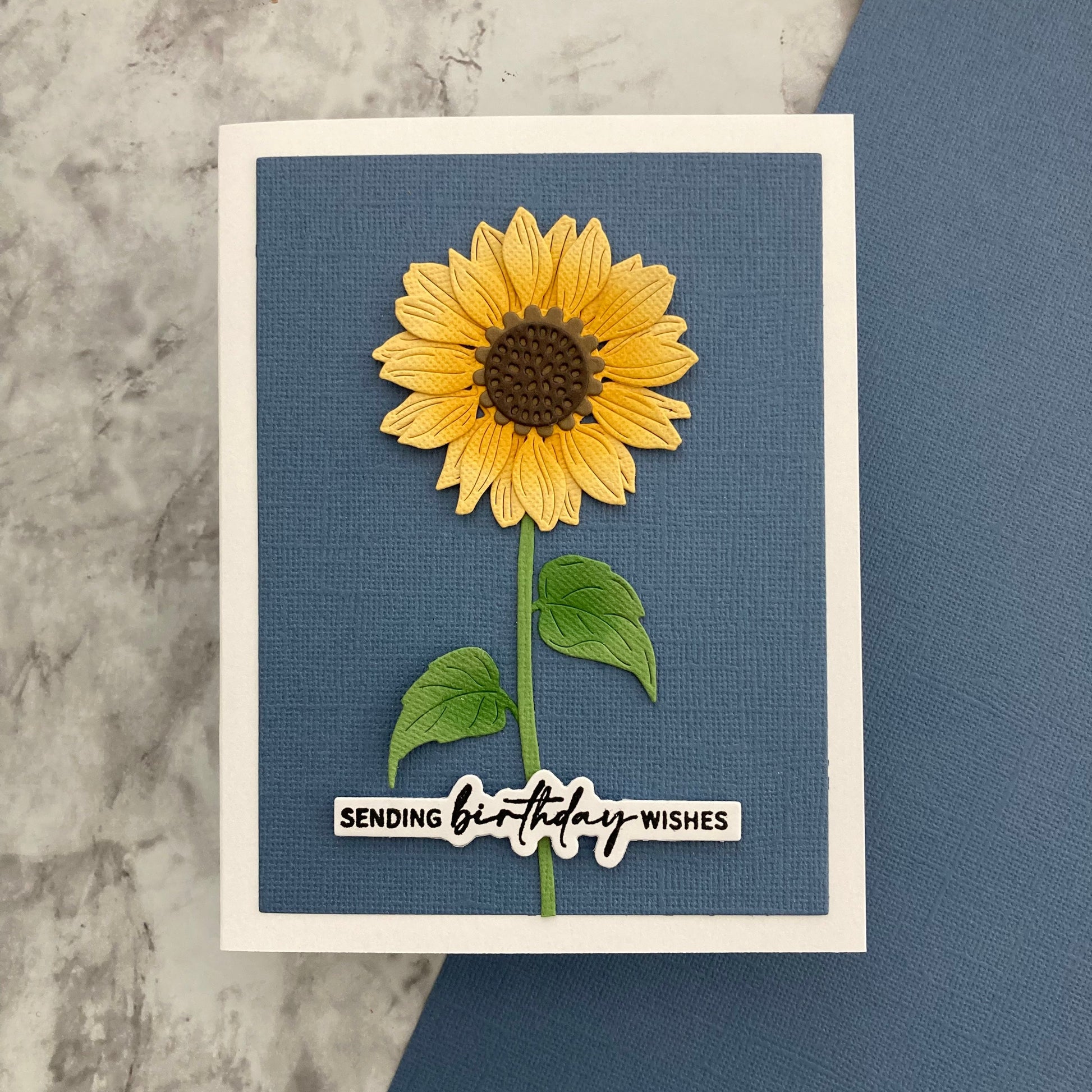 Handemade card featuring Encore Gray Blue cardstock and Honey Bear Cardstock