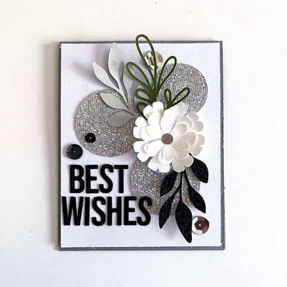Handmade Wedding Card featuring Encore Wow Jet Black glitter