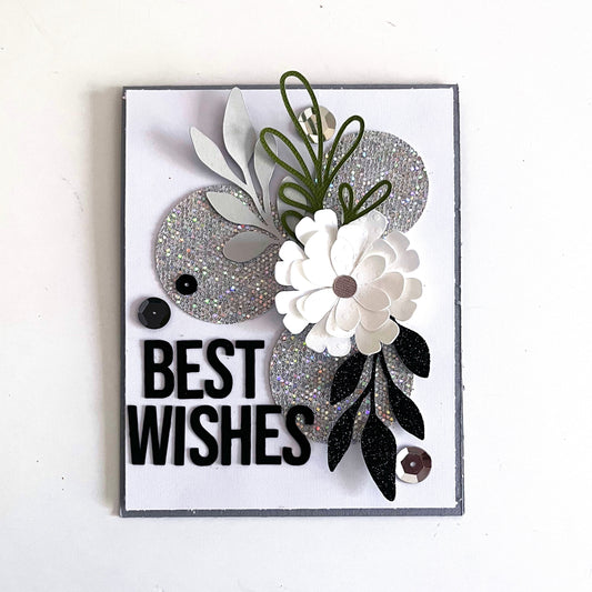 Handmade Wedding Card featuring Encore Wow Jet Black glitter