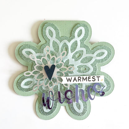 Handmade Snowflake Shaped Card featuring Glitter Luxe Cardstock and Encore Paper