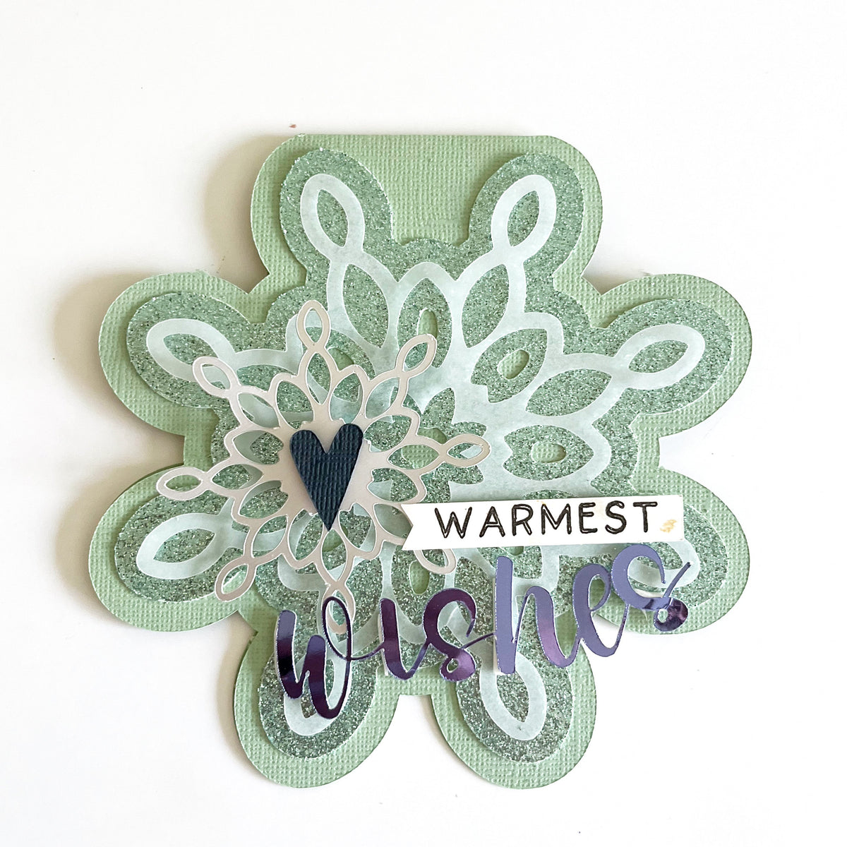 Handmade Snowflake Shaped Card featuring Glitter Luxe Cardstock and Encore Paper