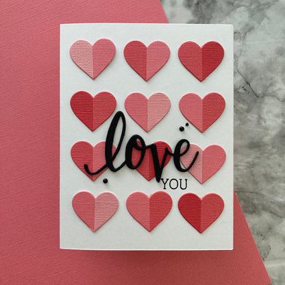 Handmade Valentine Card featuring Encore Textured Cardstock n Pink Grapefruit and Parfait - a salmon colored scrapbook paper. 