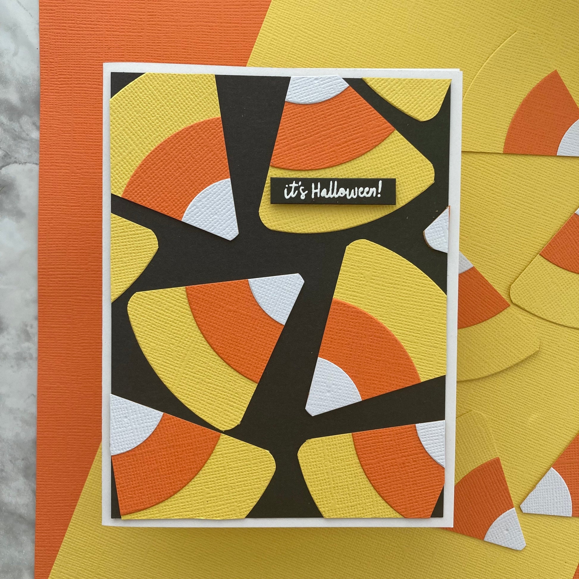 handmade Halloween card featuring Encore Goldfish, Encore Lemon Twist and Encore Snowy White