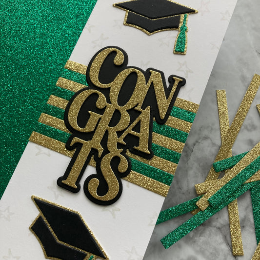 handmade card featuring gold coins gold glitter cardstock
