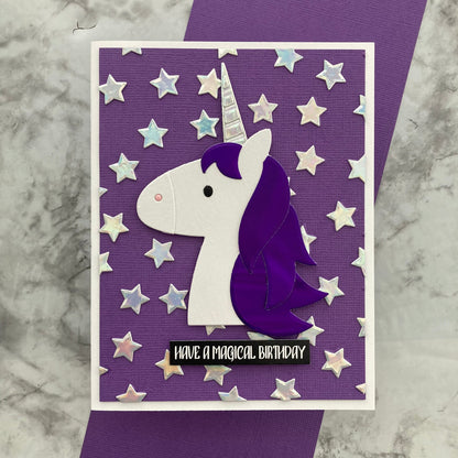 handmade card featuring dutch iris textured purple cardstock