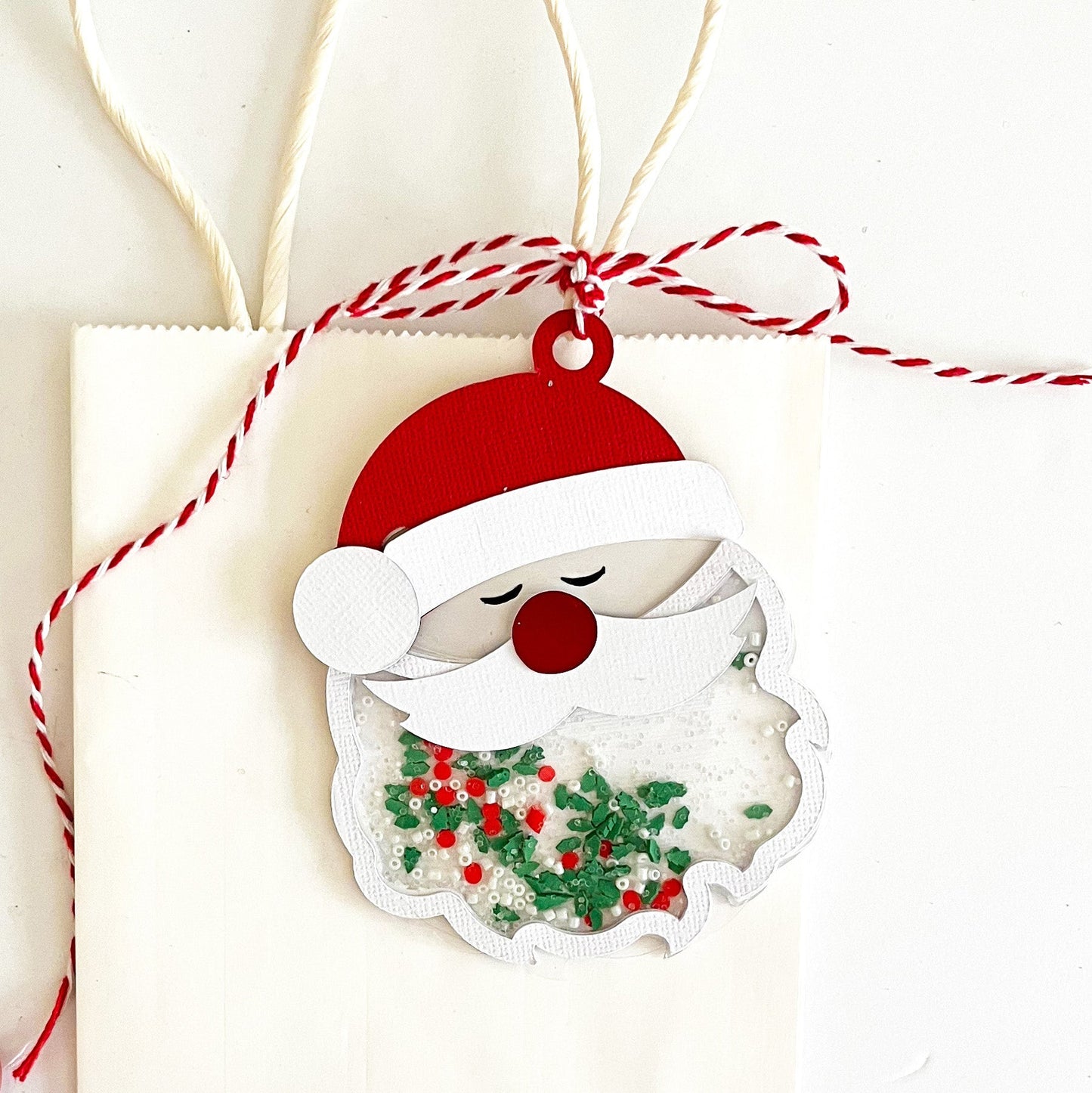 Handmade Christmas tag featuring Snowy White Textured Cardstock by Encore